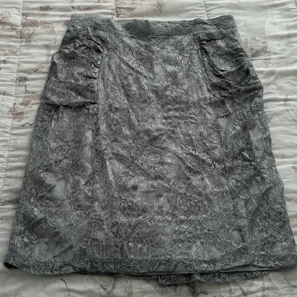 La Petite Francaise Jupe Lori light grey lace lined skirt size 42 Made in France - Picture 1 of 14
